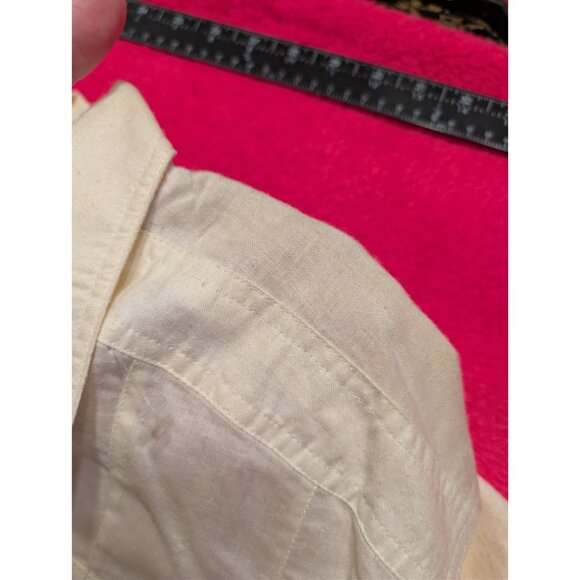 Vintage Gitano Missy Ramie Cotton Shirt M Cream Short Sleeve Button Front 90s - Picture 4 of 5